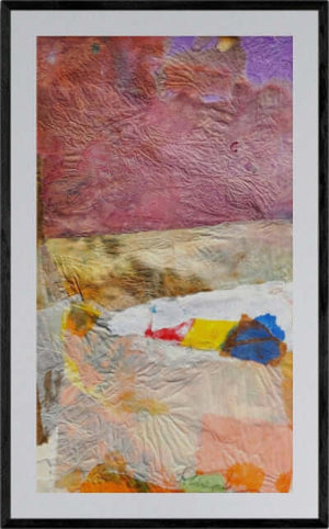 Il colore del cielo - Opera d'arte originale collage su cartone di Tonino Gottarelli, 30x17 cm (11,8x6,6 in).