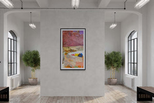 Il colore del cielo - Rappresentazione artistica di un paesaggio a collage vivace, caratterizzata da stratificazioni di colori brillanti.