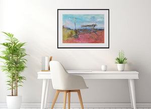 Il colore della collina - Dipinto originale e certificato che rappresenta un paesaggio collinare con gioco di colori e contrasti cromatici