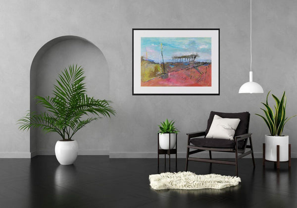 Il colore della collina - Opera d'arte certificata ambientata in casa per ispirare l'arredamento