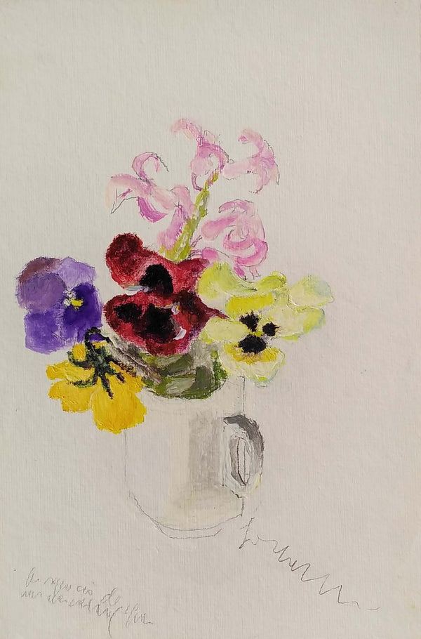 Il colore delle viole - Vista dell'opera d'arte senza cornice, certificazione inclusa.