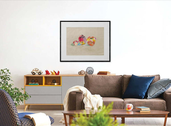 Il colore magico dei pomodori - Esempio dell'opera d'arte italiana contemporanea nel salotto.