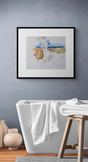 Il mare del ricordo - Nudo femminile in riva al mare, figura contemplativa davanti all'orizzonte marino, atmosfera poetica e nostalgica.