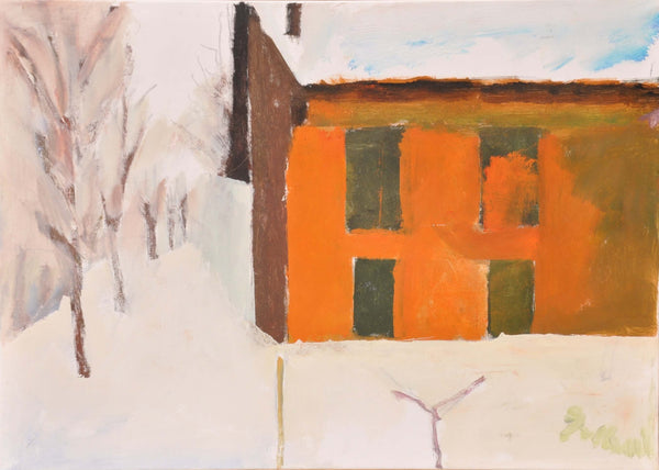 Il muro rosso sulla neve - Vista dell'opera d'arte senza cornice