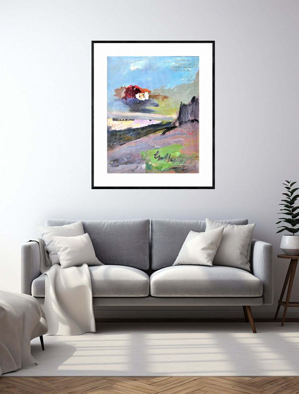 Il ricordo di una nube - Pittura di un cielo e nuvole, caratterizzata da pennellate sciolte ed espressive che evocano movimento.
