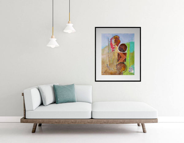 Il segnale nel paesaggio - Opera d'arte ambientata in casa per ispirare l'arredamento.
