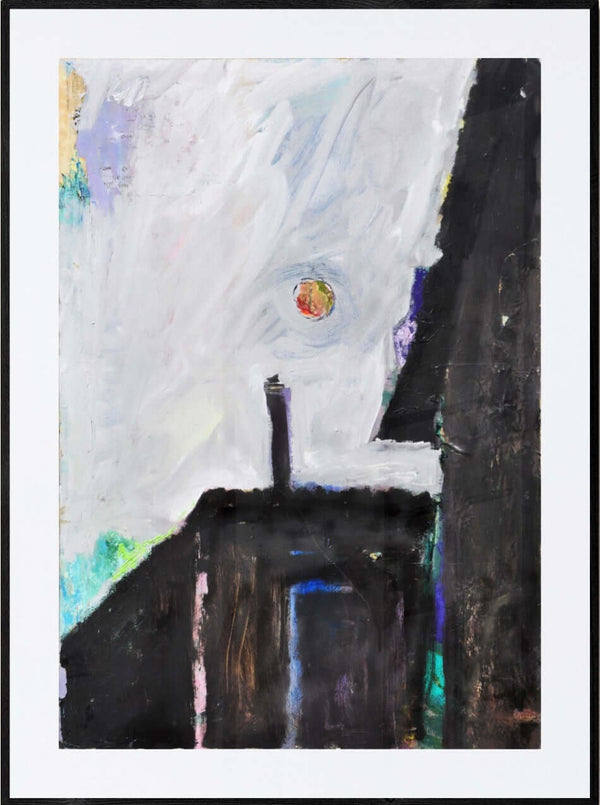 Il sole dei tetti - Opera d'arte acrilico e collage su cartone di Tonino ottarelli, 100x70 cm