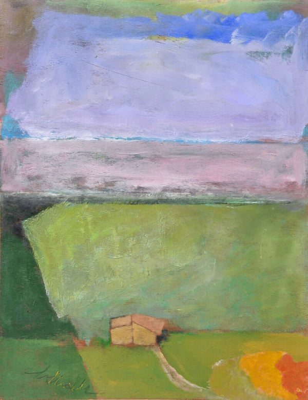 Il verde prato - Vista dell'opera d'arte senza cornice, certificazione inclusa.