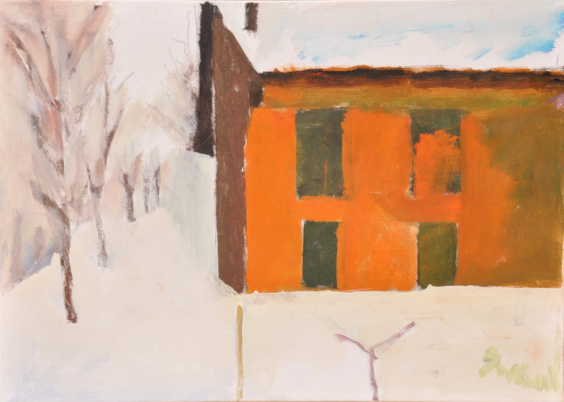 Il muro rosso sulla neve 50x70 cm (19,6x27,5 in)