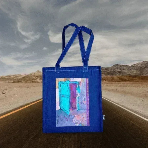 In attesa - Borsa Shopping Denim con Stampa Gottarelli - Fondazione Gottarelli Italian Art