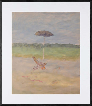 In riva al mare - Opera d'arte originale tempera e collage su cartoncino di Tonino Gottarelli, 60x50 cm (23,6x19,6 in).