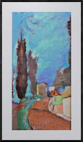Image for Die düstere Stimmung der Zypressen – Original italienisches Gemälde