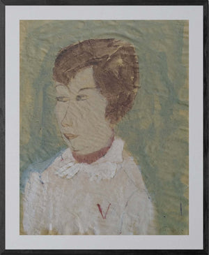 La maestra - Opera d'arte originale tempera e matita su carta gialla Tonino Gottarelli, 42x31 cm (16,5x12,2 in)