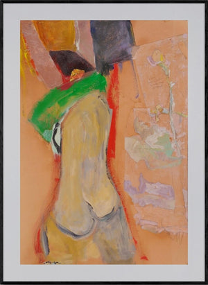 La maglietta verde - Opera d'arte originale acrilico e collage su cartone di Tonino Gottarelli, 100x70 cm (39,3x27,5 in)