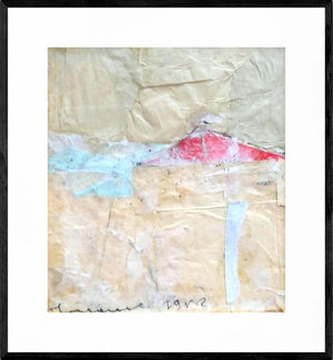 La scheggia rossa - Opera d'arte originale collage su cartoncino di Tonino Gottarelli, 14x13cm (5,5x5,1 in)