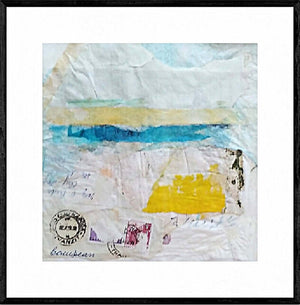 Lettera al mare - Opera d'arte originale collage su cartoncino di Tonino Gottarelli, 22x22 cm (8,6x8,6 in)