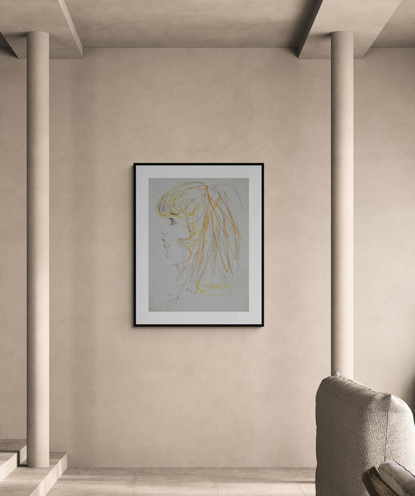 Meravglia - Disegno a ritratto di fanciulla esposto come esempio in un salotto