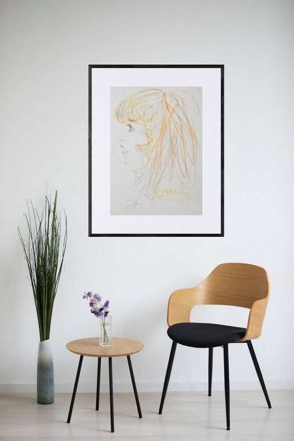 Meraviglia - Disegno di una ragazza  con lunghi capelli biondi, che trasmette un senso di gioia. 