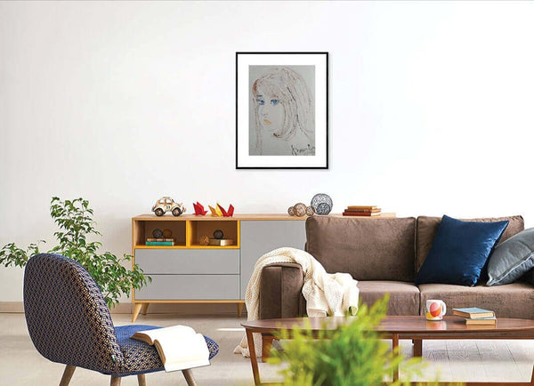 Occhi turchini - Vista del quadro in contesto abitativo per idee di arredamento