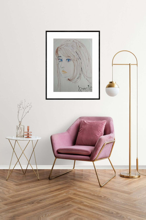 Occhi turchini - Ritratto artistico di una ragazza con occhi blu, caratterizzata da un'espressione serena.