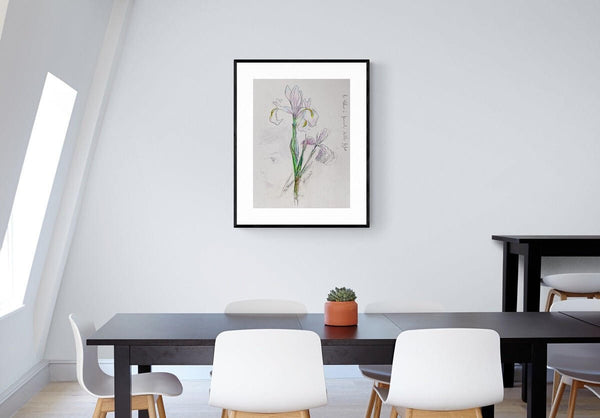 Profilo tra i fiori - Rappresentazione artistica di un'iris viola con il profilo di una donna.