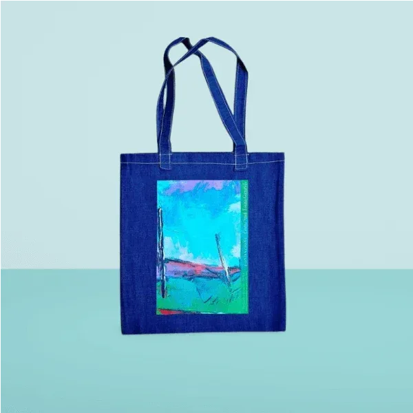 Raggiro prospettico - Borsa Shopping Denim con Stampa Gottarelli - Fondazione Gottarelli Italian Art