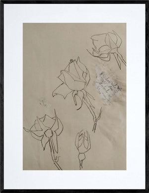 Rose nel tempo - Opera d'arte originale matita e collage su carta Tonino Gottarelli, 29x21 cm (11,4x8,2 in)