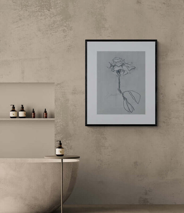 Solo una rosa - Disegno di una rosa realizzato a matita, mostrando petali e foglie con precisione.