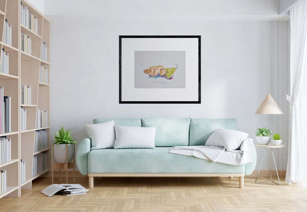 Stare insieme - Dipinto esposto in soggiorno moderno per mostrare l'effetto decorativo.