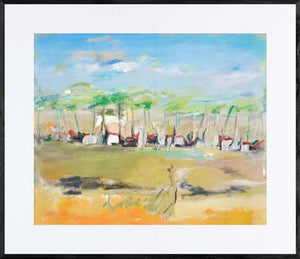 Sulla riva del fiume - Opera d'arte acrilico su tela di Tonino Gottarelli, 50x70 cm (19,7x27,5 in)