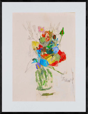 Un abbraccio di fiori - Opera d'arte originale acrilico e collage su tela di Tonino Gottarelli, 70x50 cm (27,5x19,6 in)