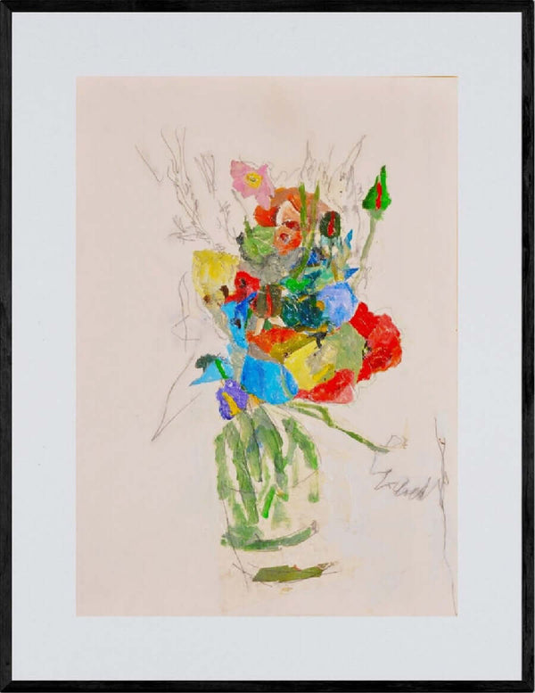 Un abbraccio di fiori - Opera d'arte originale acrilico e collage su tela di Tonino Gottarelli, 70x50 cm (27,5x19,6 in)