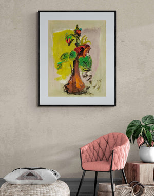 Un cespuglio di rose - Esempio di come il dipinto originale si integra nell'ambiente domestico.