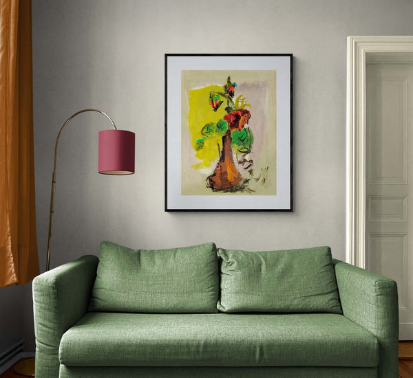 Un cespuglio di rose - Un dipinto che mostra un vaso ornato da rose, con dettagli artistici.
