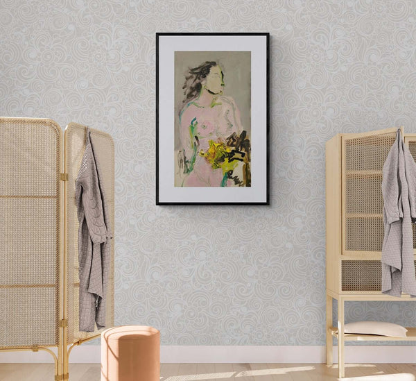 Un fiore per una donna - - Opera d'arte ambientata in casa per ispirare l'arredamento.