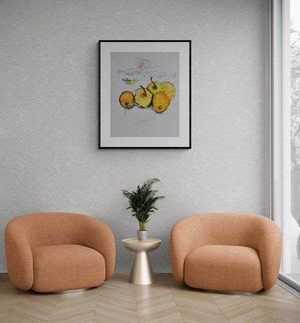 Un paese irreale - Illustrazione di mele in primo piano, con un focus sui dettagli e una composizione armoniosa.
