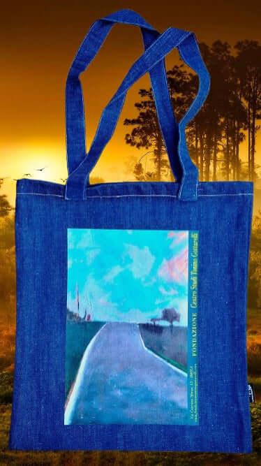 Verso il Cielo - Borsa Shopping Denim con Stampa Gottarelli - Fondazione Gottarelli Italian Art