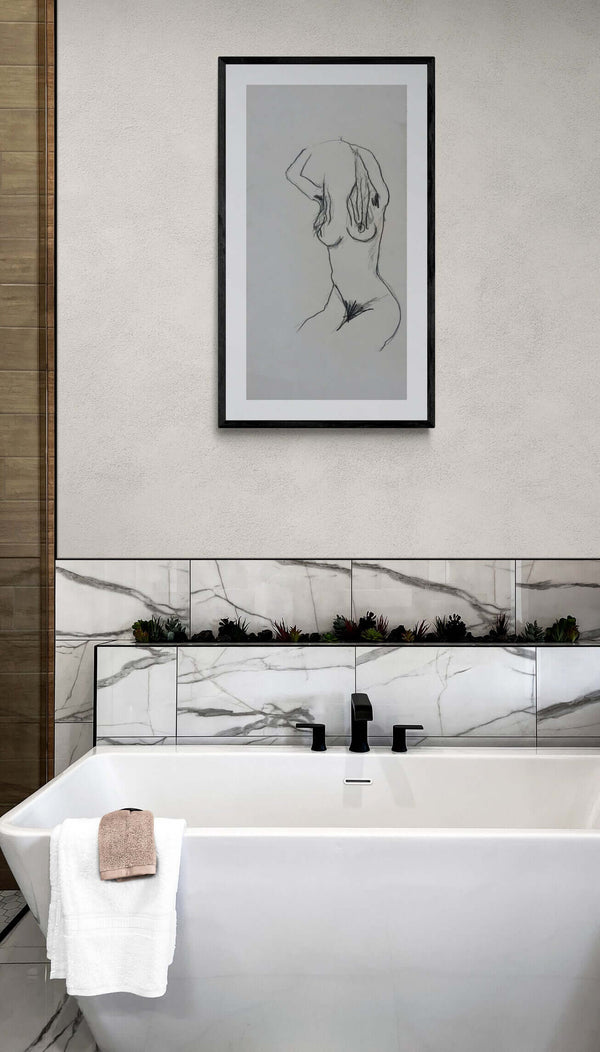 Verso l'alto - Vista del quadro in contesto abitativo per idee di arredamento.