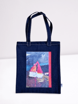 Verso la Bellezza - Borsa Shopping Denim con Stampa Gottarelli
