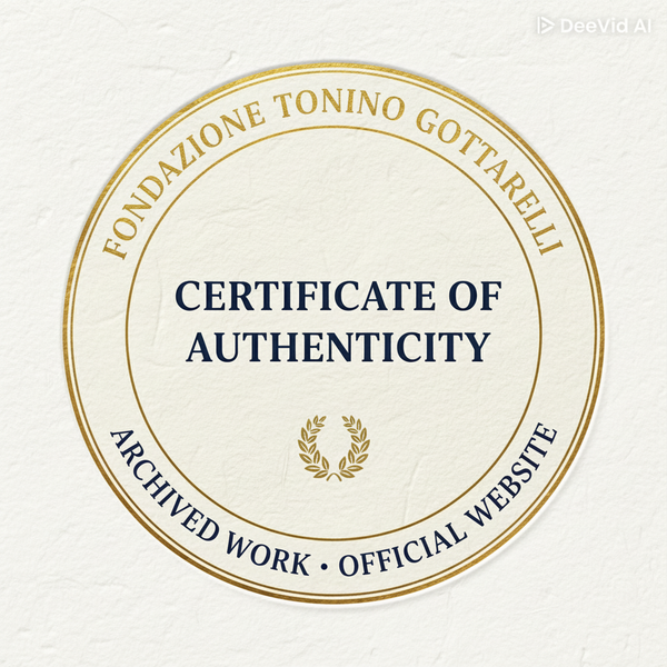 Certificato di Autenticità - Fondazione Tonino Gottarelli - Opera Archiviata - Sito Ufficiale